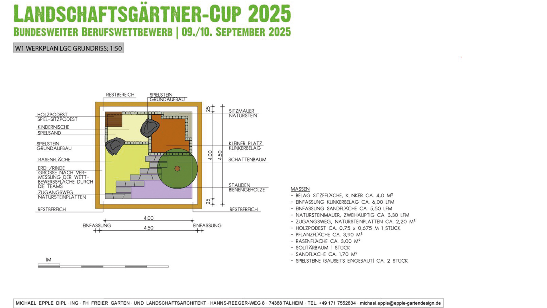Die Wettbewerbsaufgabe Landschaftsgärtner-Cup 2025 WERKPLAN – GRUNDRISS