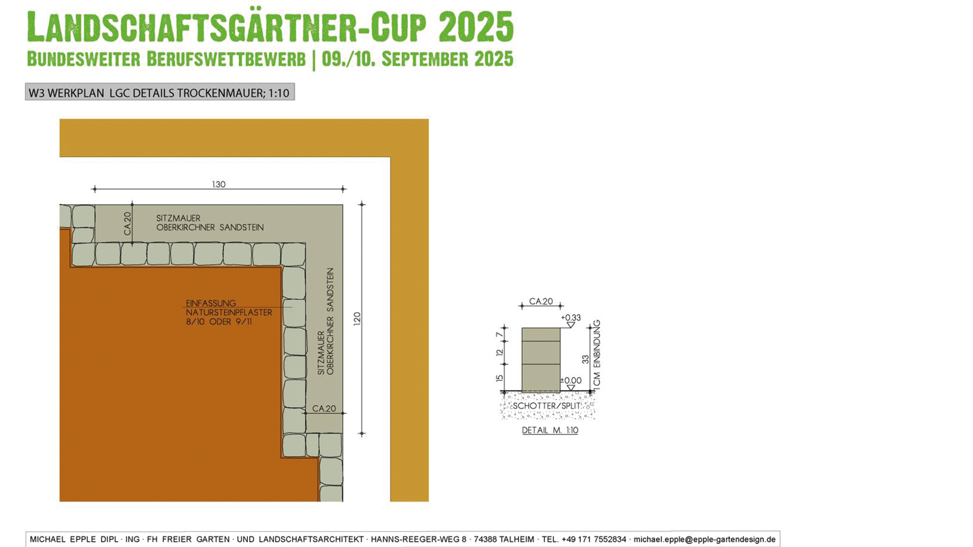 Die Wettbewerbsaufgabe Landschaftsgärtner-Cup 2025 WERKPLAN DETAILS – TROCKENMAUER