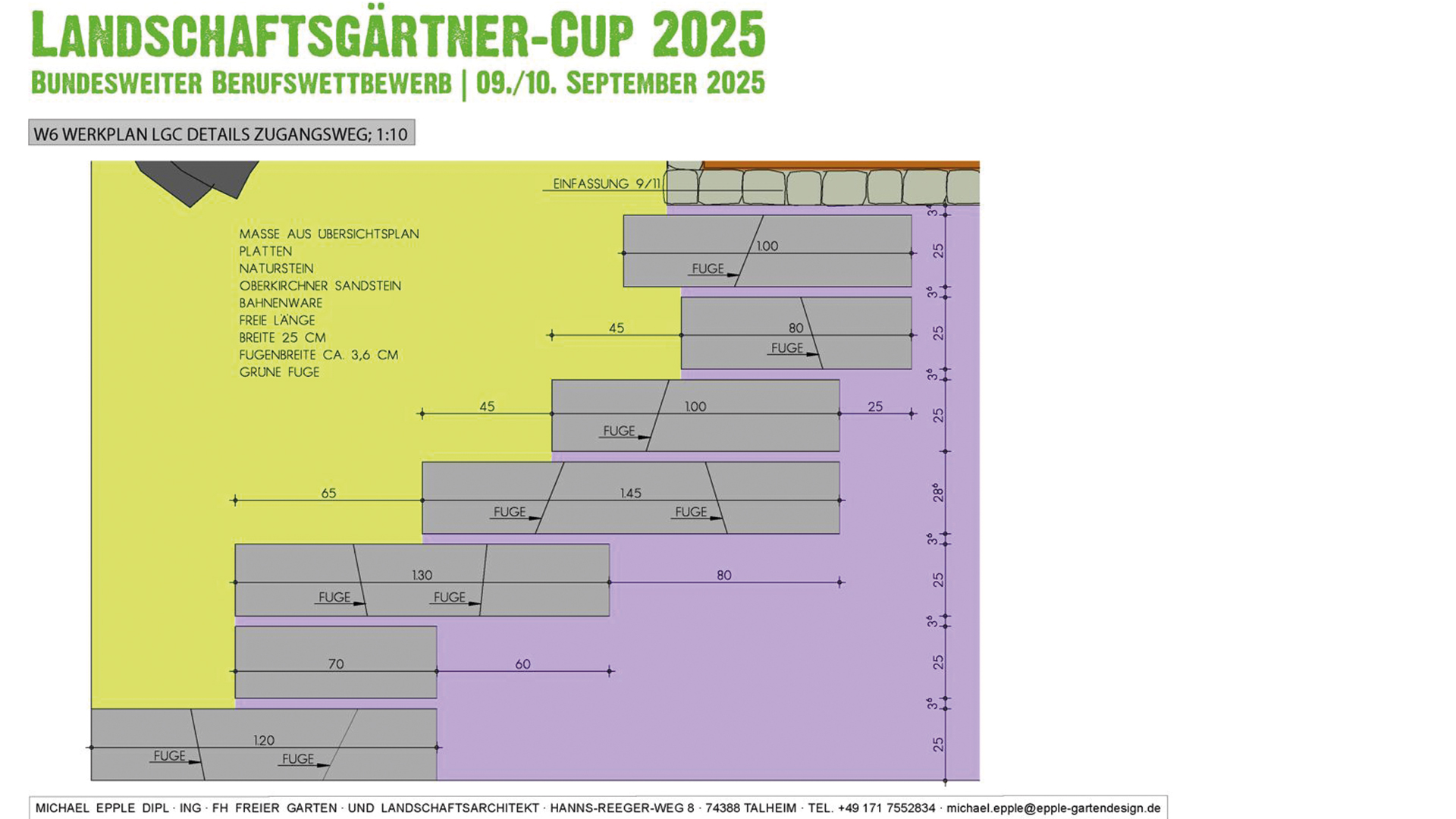 Die Wettbewerbsaufgabe Landschaftsgärtner-Cup 2025 WERKPLAN DETAILS – ZUGANGSWEG